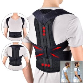 Coupon Adjustable Back Support Belt Back Posture Corrector Shoulder Lumbar Spine Support Back Protector