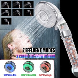 Coupon Bakeey 7-function LED Three-color Shower Head Enhanced Pressurized Negative Ion Shower