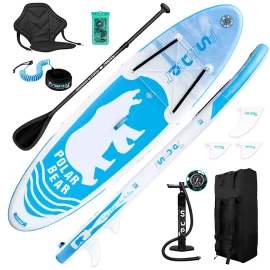 Coupon FunWater SUPFW07A 12~15PSI Inflatable Paddle Board Maximum Load 150KG Stand Up Portable Surfboard Pulp Board 320*84*15CM With Backpack, Chair ,Waterproof Phonecase, Air Pump ect