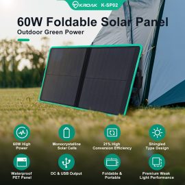 Coupon KROAK SP-02 60W 19.8V Shingled Solar Panel Foldable Outdoor Waterproof Portable Superior Monocrystalline Solar Power Cell Battery Charger for Car Camping Phone