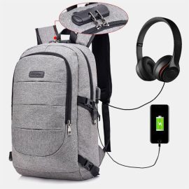 Coupon Men Women Large Capacity Fashion Anti-Theft USB Backpack Outdoor Travel Bag