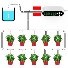 Coupon Smart Automatic Plant Waterer Drip Irrigation System with 40-Day Programmable Timer LED Display USB Power Timed Watering Device