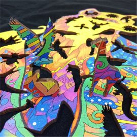 Coupon Special Shaped Animal Plane Wooden Jigsaw Puzzle – Rainbow Lizard / Rainbow Elephant / Rainbow Leopard / Rainbow Eagle / Tiger / Colorful Owl / Colorful Squirrel / Parrot Jigsaw Puzzle Toys