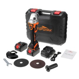 Coupon Topshak TS-AG2 Brushless Cordless Angle Grinder 125mm Electric Angle Grinder Cutter High Power With 2*4.0A.h Batteries For Cutting Polishing Grinding Also For Makita 18V Battery