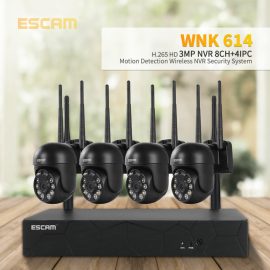 Coupon ESCAM WNK614 8CH 3MP Wireless Dome Camera CCTV Security System NVR Kit Two Way Audio Dual Light Motion Sensor Detection IP Camera