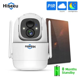 Coupon Hiseeu 1080P Cloud AI WiFi Video Security Surveillance Camera Rechargeable Battery with Solar Panel Outdoor Pan & Tilt Wireless