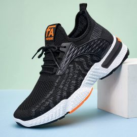 Coupon Men Knitted Comfortable Breathable Lightweight Shockproof Slip-On Casual Sneakers
