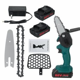 Coupon Mini Chainsaw Cordless Battery Power-Chain-Saws – 4In Electric Battery Powered Chainsaw Portable One-Hand Handheld, 88VF Rechargeable Operated for Tree Trimming, Branch and Wood Cutting