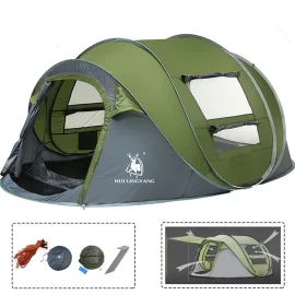 Coupon Outdoor 3-4 Persons Camping Tent Automatic Opening Single Layer Canopy Waterproof Anti-UV Sunshade