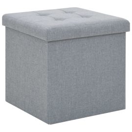 Coupon VidaXL Folding Storage Stool Faux Linen 38x38x38cm Light Grey
