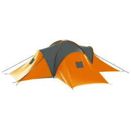 Coupon Waterproof Camping Tent 6~9 Persons Tunnel Tent Large Family Tent For Camping Hiking Travel Gray+Orange