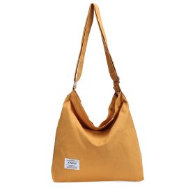 Coupon Women Canvas Large Capacity Zipper Crossbody Bag Letters Cloth Label Lightweight Adjustable Shoulder Messenger Bag