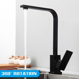 Coupon Black Kitchen Sink Taps Mixer Single Lever Zinc Alloy Swivel Spout Tap Faucet