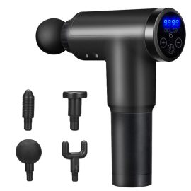 Coupon Electric Percussive Massager Guns Hand Held Deep Muscles Relaxing Shock Vibration Pain Relief Therapy Device W/ 4 Heads