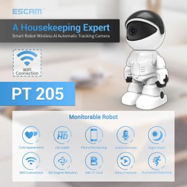 Coupon ESCAM PT205 1080P Robot IP Camera Security Camera 360 ° WiFi Wireless 2MP CCTV Camera Smart Home Video Surveillance P2P Hidden Baby Monitor