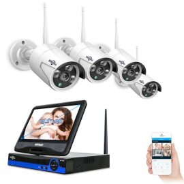 Coupon Hiseeu 10 inch Display 4pcs 1080P Wireless CCTV IP Camera 8CH NVR WiFi Video Surveillance System