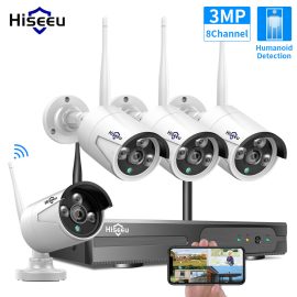 Coupon Hiseeu 8CH Wireless CCTV System 1536P NVR Wifi Outdoor 3MP AI IP Camera Security System Video Surveillance Monitor Kit