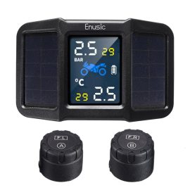 Coupon iMars Enusic™ T400 Solar Power + USB TPMS Waterproof LCD Display Motorcycle Real Time Tire Pressure Monitor System Wireless WI External Sensor