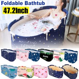 Coupon Portable Folding Large Adult PVC Bathtub Water Tub Spa Bath Bucket Indoor Home