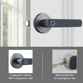 Coupon Smart Fingerprint Handle Door Lock Intelligent Anti-theft Door Lock Fingerprint Key Unlock Home Lock Electronic Entry Door Security Lock