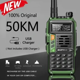 Coupon 2022 BAOFENG UV-S9 Plus Walkie Talkie Green Yellow Tri-Band 10W With USB Charger Powerful CB Radio Transceiver VHF UHF 136-174Mhz/220-260Mhz/400-520Mh