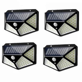Coupon 4pcs 100 LED Solar Powered PIR Motion Sensor Wall Light Outdoor Garden Lamp 3 Modes