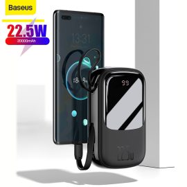 Coupon Baseus 22.5W 20000mAh Power Bank External Battery Power Supply With 20W USB-C PD QC4.0+22.5W QC3.0+22.5W Type-C Cable Output Support PPS AFC FCP SCP VOOC Dash Warp Fast Charging For iPhone 12 Mini 12 Pro Max For Samsung Galaxy Note 20 OnePlus 8T MacBook