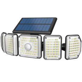 Coupon Somoreal SM-OLT1 Rotatable 5 Heads 214LED Solar Sensor Wall Light 6500K 3 Working Modes IP65 Waterproof