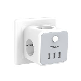 Coupon TESSAN TS-301-DE 2500W 6-in-1 German/EU Wall Socket Power Strip with 3 AC Outlets/3 USB Charger Adapter Overload Protection Socket with On/Off Switch