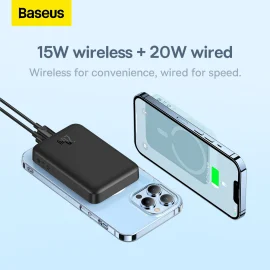 Coupon Baseus 20W 10000mAh Magnetic Mini Wireless Fast Charge Power Bank for iPhone 13 Pro Max for Samsung Galaxy Note S21 ultra Huawei Mate40 OnePlus 8 Pro