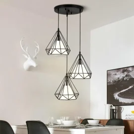 Coupon E27 Industrial Vintage Ceiling Chandelier Light Cage Shade Pendant Lamp Holder