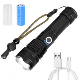 Coupon LIUMY P50 LED Zoomable Flashlight Set with 26650 Battery USB Cable Power Display USB Rechargeable LED Searchlight Torch