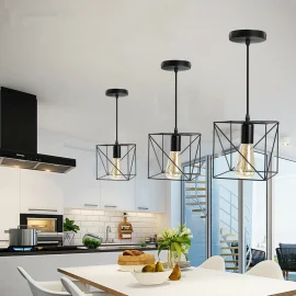 Coupon Metal Pendant Light Shade Ceiling Industrial Geometric Wire Cage Lampshade Lamp