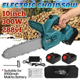 Coupon VIOLEWORKS 288VF 300W 10 Inch One-hand Electric Rechargeable Chain Saw Cordless Chainsaw Wood Cutter Woodworking Tool For Makita18V Battery – Two Batteries