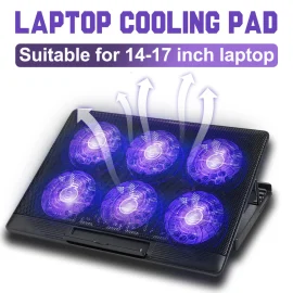 Coupon 6 Fan Adjustable Laptop Cooling Pad Cooler Portable Stand For 14-17inch Laptop