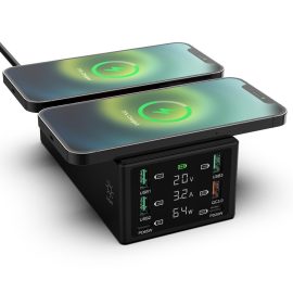 Coupon Bakeey 150W 8 In 1 LED Display 6-Ports USB PD Charger & Dual 15W Wireless Charger Desktop Charging Station EU/US/AU/UK Plug For iPhone 13 13 Pro Max For Apple Watch AirPod Pro For Samsung Huawei