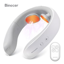 Coupon Binecer NMK601 Electric Neck Massager 40° Hot Compress Heating TENS Pulse Massage Instrument 6 Modes 15 Levels Deep Tissue Relax Portable For Men/Women