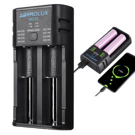Coupon Astrolux® MC02 2 in1 USB Charging Mini Battery Charger Portable Mobile Phone Power Bank Current Optional Charger For 18650 21700 26650 Li-ion Battery