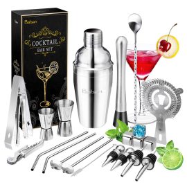 Coupon Baban 22PCS Cocktail Shaker Set Professional Bar Stainless Steel 550ml Mixer Accessories Bartender Kit