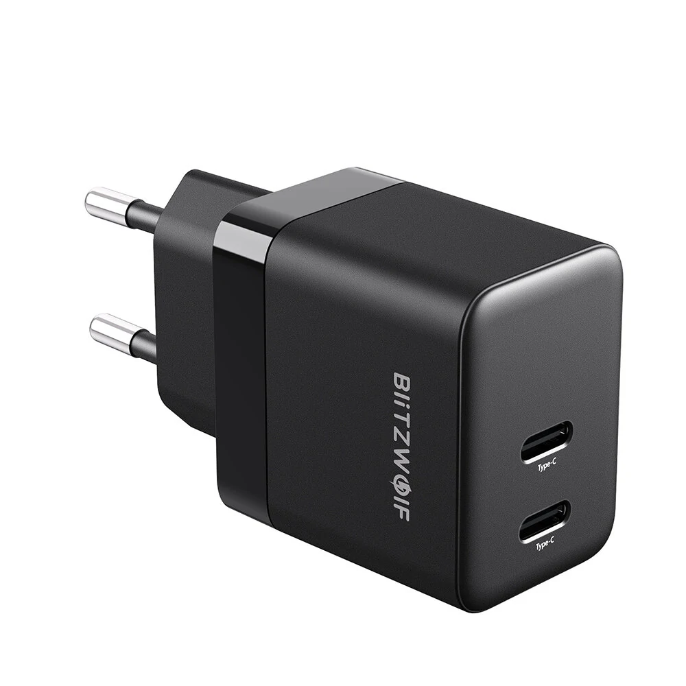 Coupon BlitzWolf® BW-S22 Mini PD 35W GaN Wall Charger Dual Type-C Ports QC3.0 Fast Charging EU Plug Adapter For iPhone 14 14 Plus 14 Pro Max For Samsung Galaxy S22 For iPad Pro 2021 MacBook Air – EU Plug