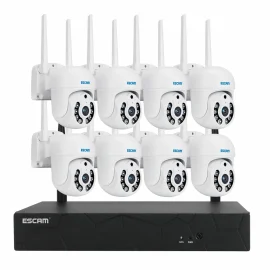 Coupon ESCAM WNK718 3MP 8CH Wireless PTZ IP Camera Wireless CCTV Security System NVR Kit Motion Sensor Detection Dual Light Two-way Voice Control – EU Plug