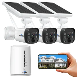 Coupon Hiseeu Wireless Security Camera System Outdoor 2K Solar Camera Wire-Free Battery Powered Home Camera 2-Way Audio PIR Detection IP66 Waterproof Work with Alexa