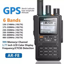 Coupon ABBREE AR-F8 GPS Walkie Talkie High Power 6 Brands 136-520MHz Frequency CTCSS DNS Detection LED Display