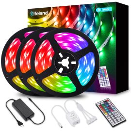 Coupon Elfeland 3*4M 5050 RGB LED Strip Light Non-Waterproof + Controller + Remote Control + 12V 5A Power Supply