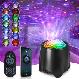 Coupon Elfeland USB RGB LED Galaxy Projector Light Starry Sky Ocean Music Night Light with Remote Control