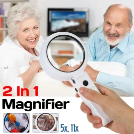 Coupon Handheld Portable Foldable Lamp Illuminated Magnifier 5X 11X Magnifying Table 8 LED Lights Loupe Magnifier Screen for Newspaper