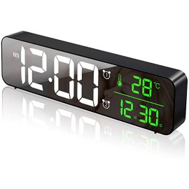 Coupon USB LED 3D Music Dual Alarm Clock Thermometer Temperature Date HD LED Display Electronic Desktop Digital Table Clocks