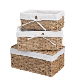 Coupon 3PCS Wicker Basket Organizer Straw Ropes Storage Baskets Set of 3 for Organizing Bathroom Bedroom Kitchen Shelves