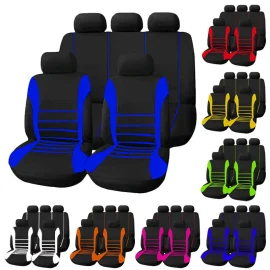 Coupon 9 Pcs/Set Universal Car Seat Covers Cushion Headrest Cover Protective Front&Rear Seat Protectors Full Set Washable
