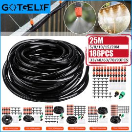 Coupon Adjustable Water Misting Cooling Irrigation System Kit Tubing Hose 5M/8M/10M/15M/20M/25M with Mist Nozzle Sprinkler